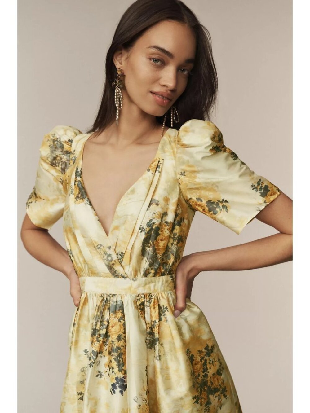 Anthropologie BHLDN Aurora Puff-Sleeve Taffeta Maxi Wedding Guest Dress 10 - Picture 2 of 3